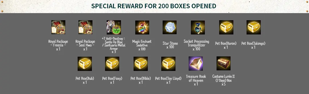 200-time purchase special reward - Royal package